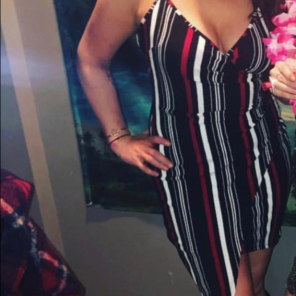 Striped Asymmetrical Dress Size L